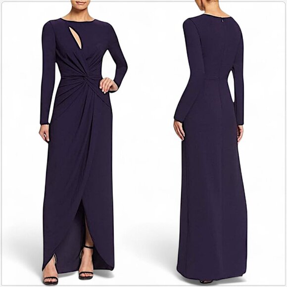 Dress the Population Naomi Boysenberry Jersey Knit Twist Maxi Gown Dress NWT S - Picture 1 of 7